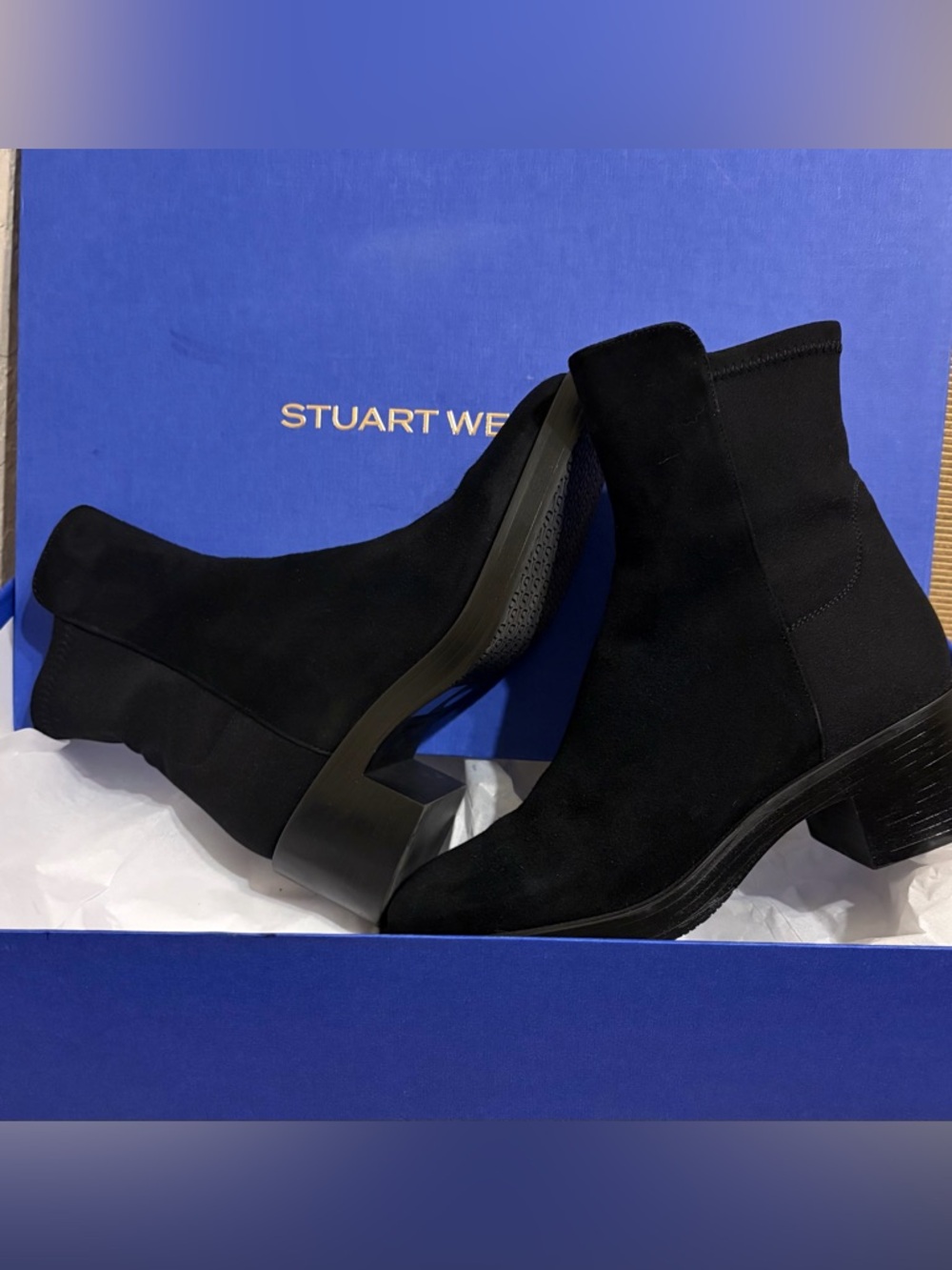 Stuart Weitzman Women’s 5050 KAIA Suede Bootie in Black - Size 6